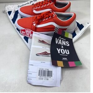 Vans Old Skool ComfyCush Customs Orange White Mens 7.5 Womens 9 Sneakers